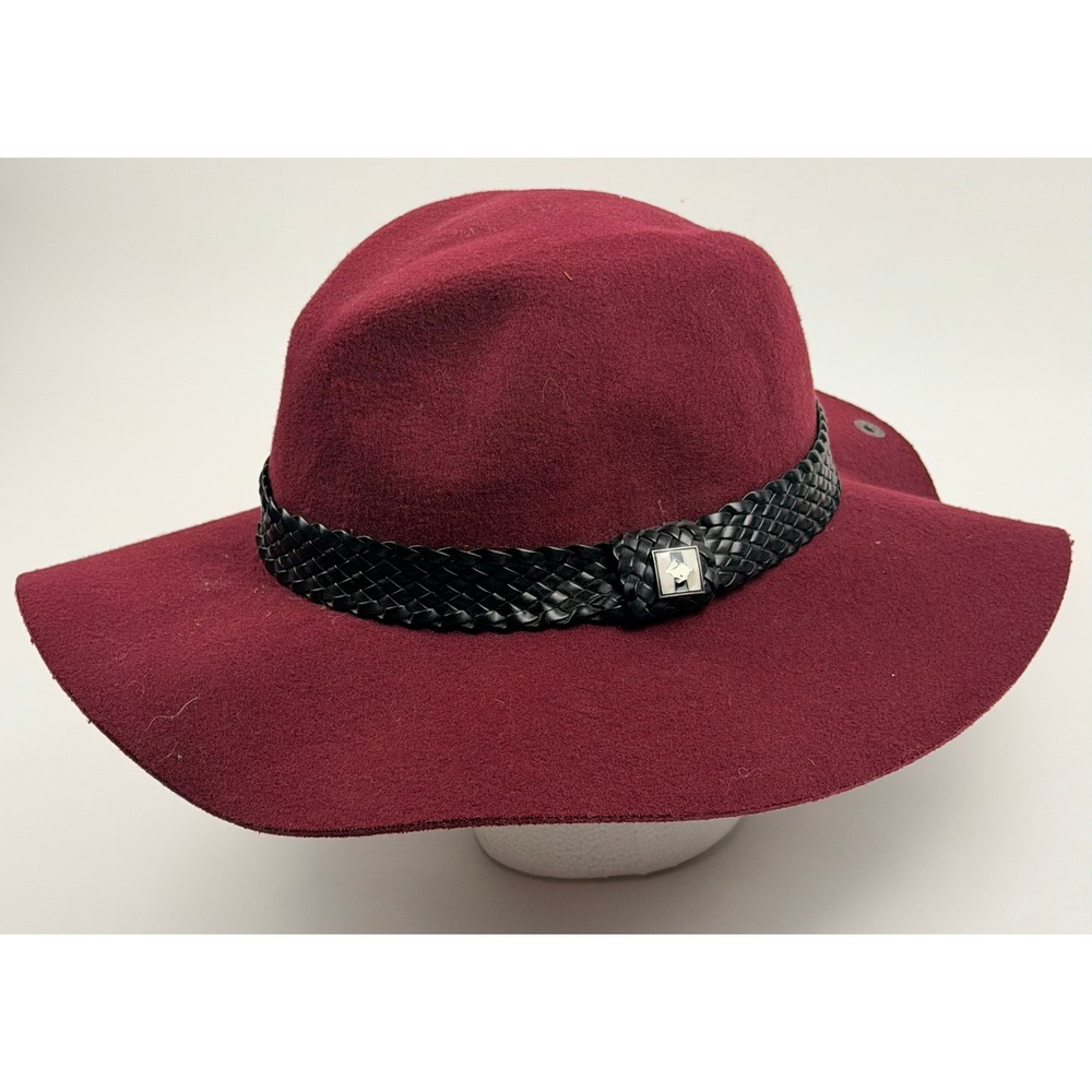 Peter Grimm Burgundy Wide Brim‎ Felt Fedora Hat One Size